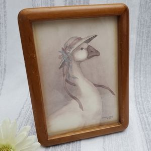 Vtg Wood Frame Inlay Corners with Card  by Karen Armstrong 1985 Mother Goose